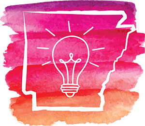 Reimagine Arkansas and lightbulb logo